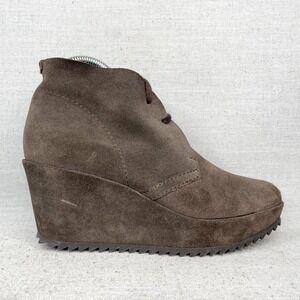 Pedro Garcia Boots Womens 38 8 Fulvia Booties Brown Suede Wedge Platform Lace Up